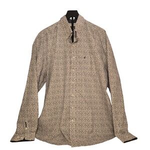 STETSON Mens 2XL Button Down Shirt White Floral Print Long Sleeve Casual Western